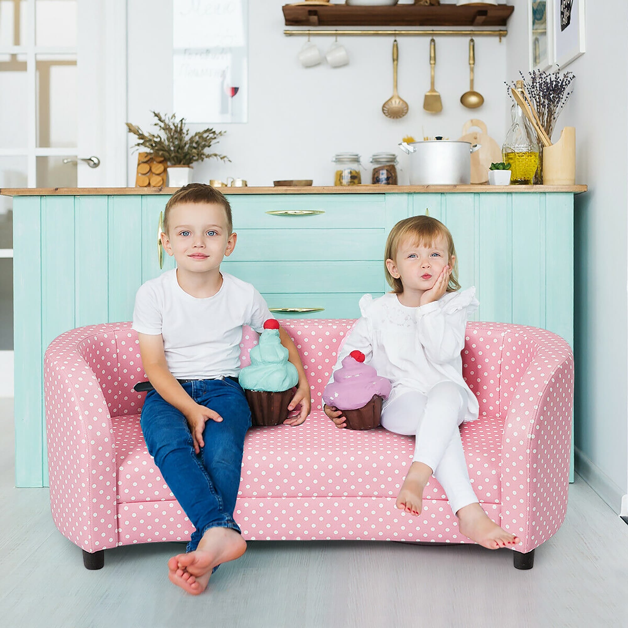 Chair Sofa for Kids Armrest Couch Pillows Girls Pink Children Toddler Furniture 