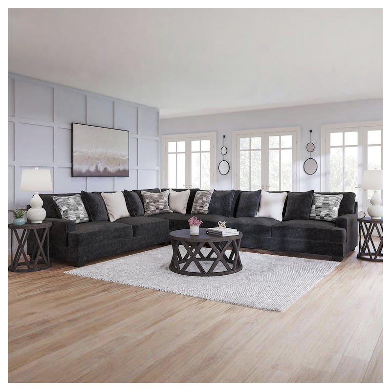 Signature Design by Ashley Lavernett Charcoal 4-Piece Sectional - 170"W x 131"D x 40"H - Charcoal - Left Facing