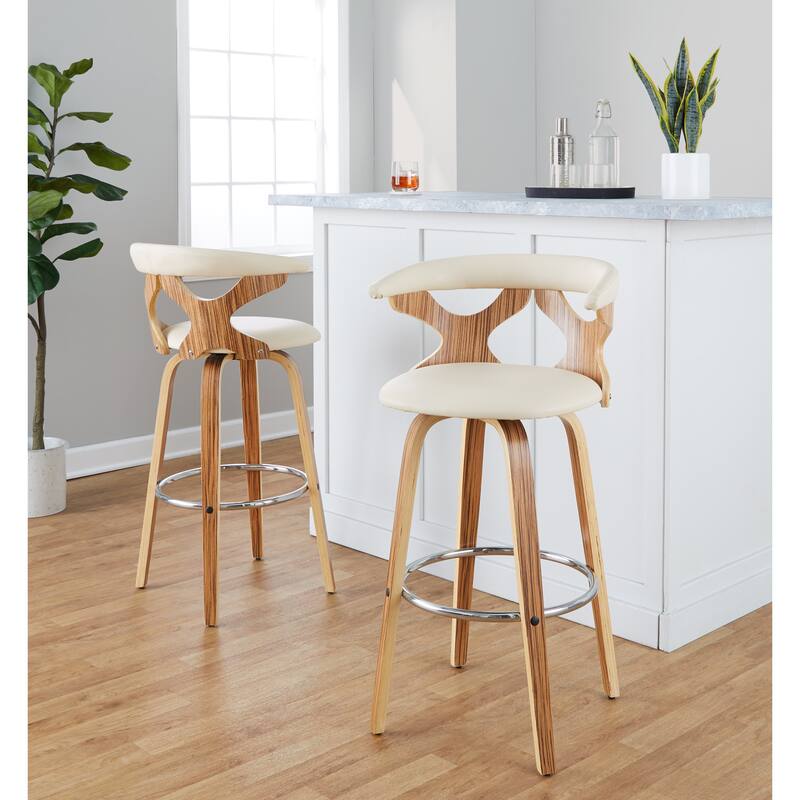 Carson Carrington Viby 30" Fixed-Height Bar Stool with Bent Wood Legs & Round Footrest (Set of 2)