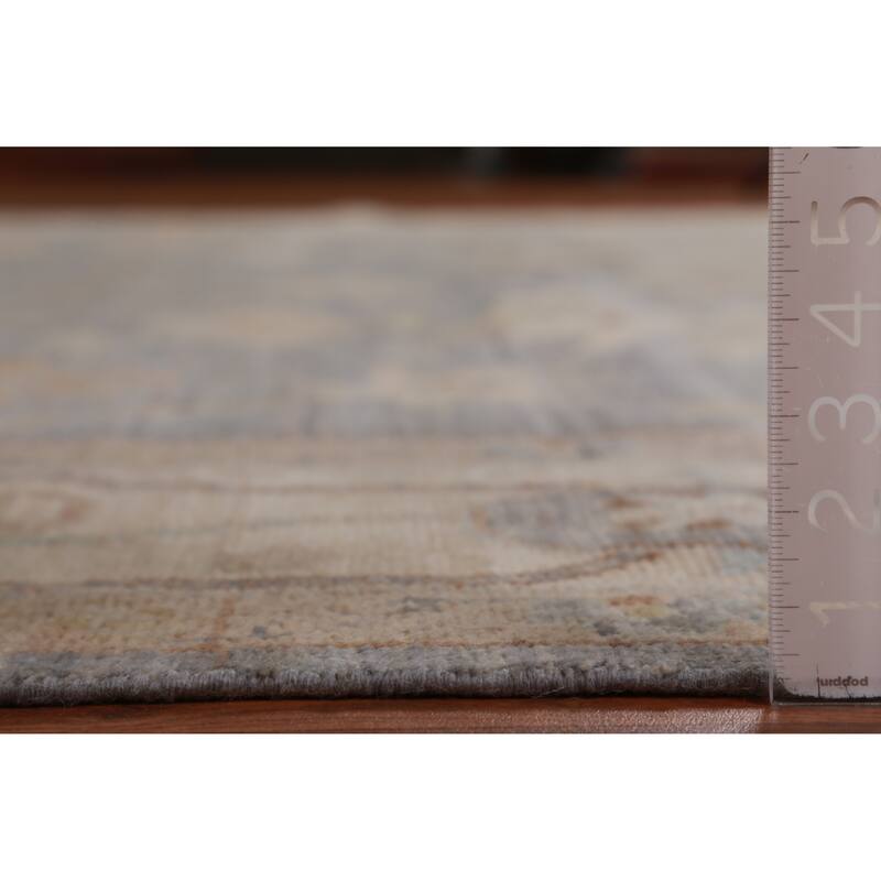 Hand Knotted Oriental 100% Wool Carpet Transitional All-Over Navy Blue & Blues Oushak Area Rug - 11' 11'' X 9' 0''