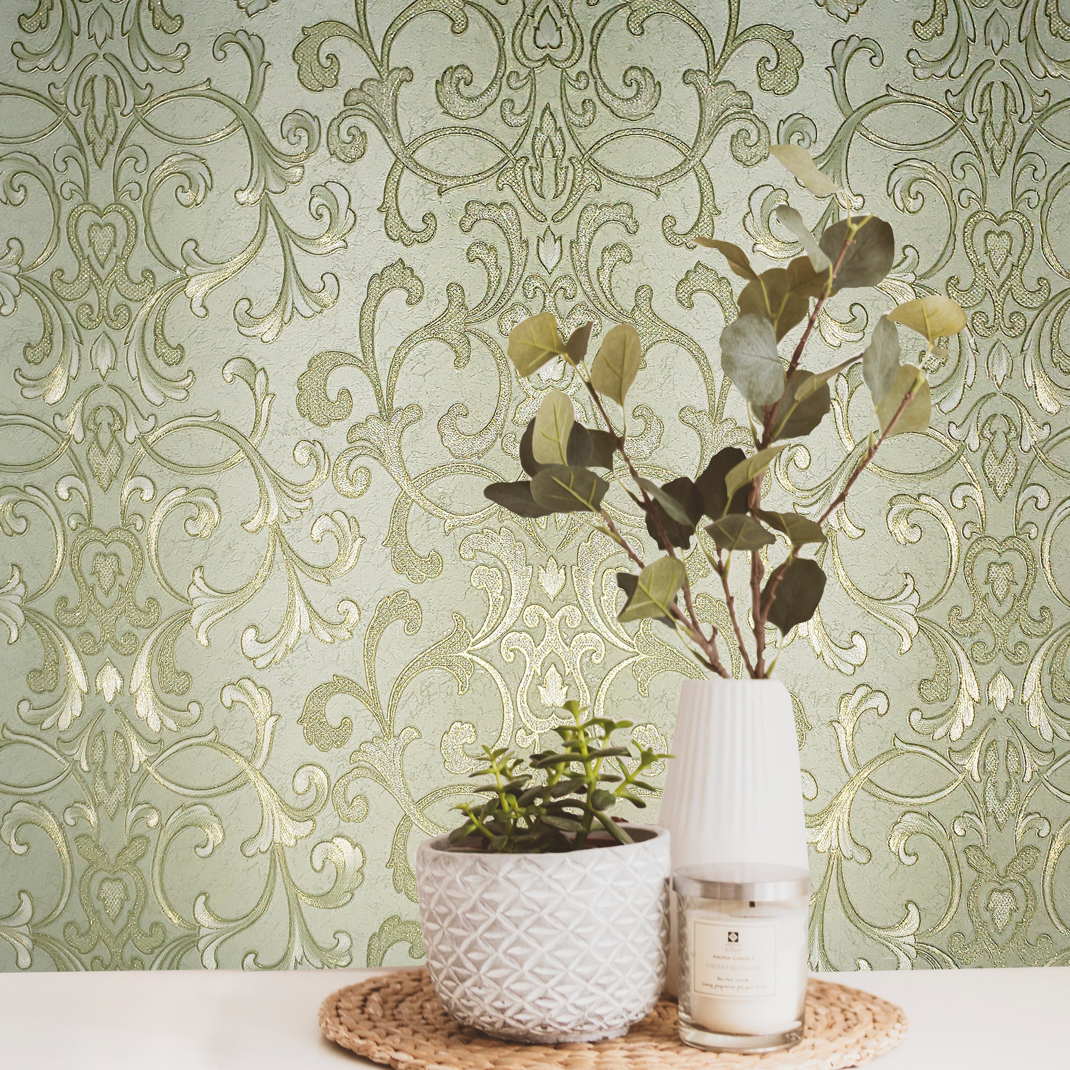 Wallpaper Textured Victorian Damask Green Gold Striped On Sale Overstock 30539682 Choose from hundreds of free green wallpapers. wallpaper textured victorian damask green gold striped