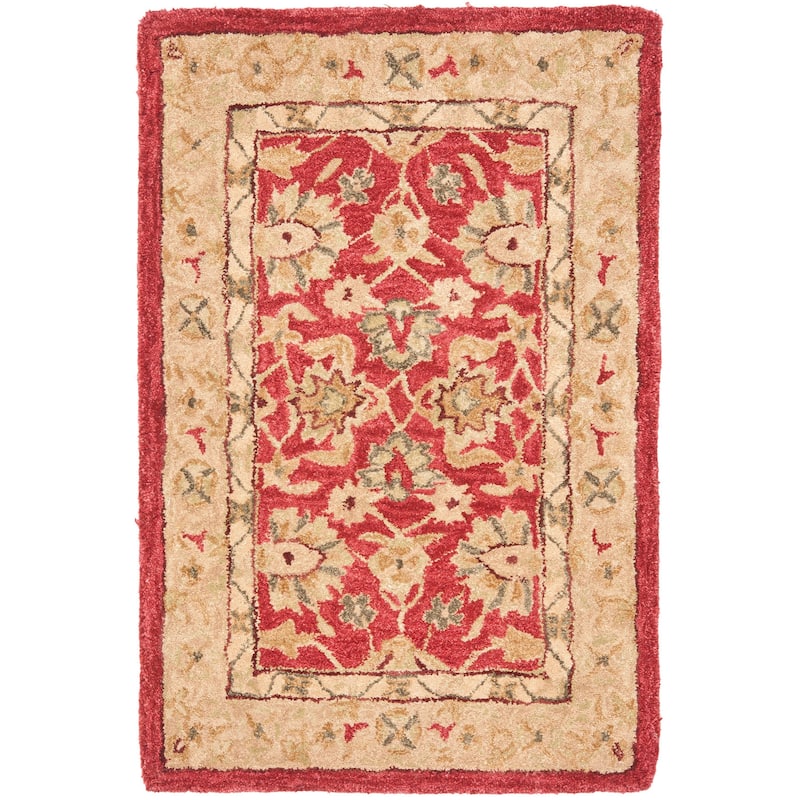 SAFAVIEH Anatolia Karanfila Traditional Oriental Hand-spun Wool Rug - 2' x 3' - Red/Ivory