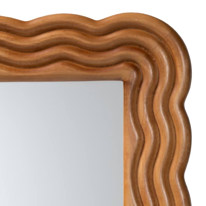 Acantha Modern Walnut Brown Scallop-framed Accent Mirror