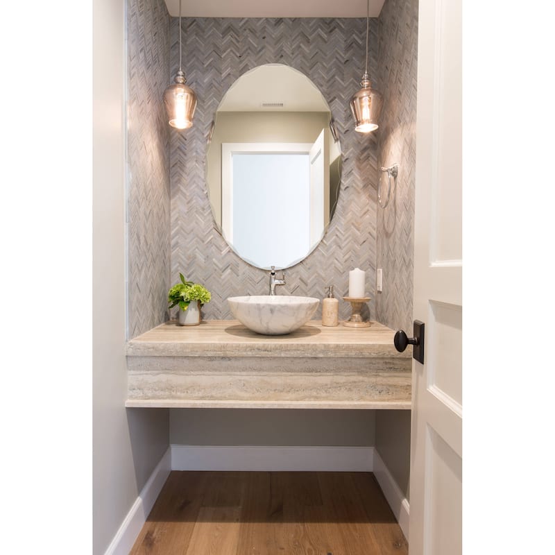 Frameless Oval Scallop Beveled Mirror - Clear - 23.6" x 31.5" - 23.6" x 31.5"