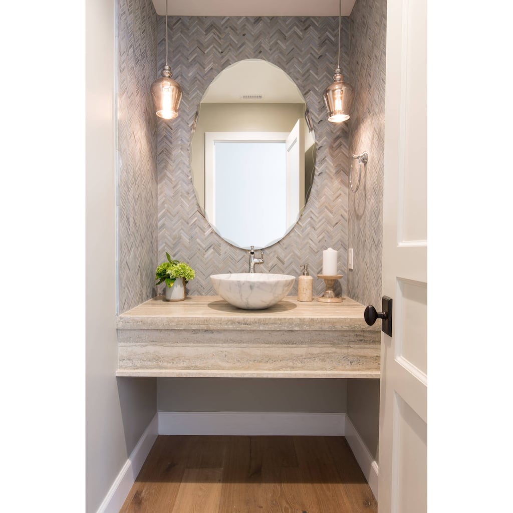 Frameless Oval Scallop Beveled Mirror - Clear - 23.6" x 31.5"