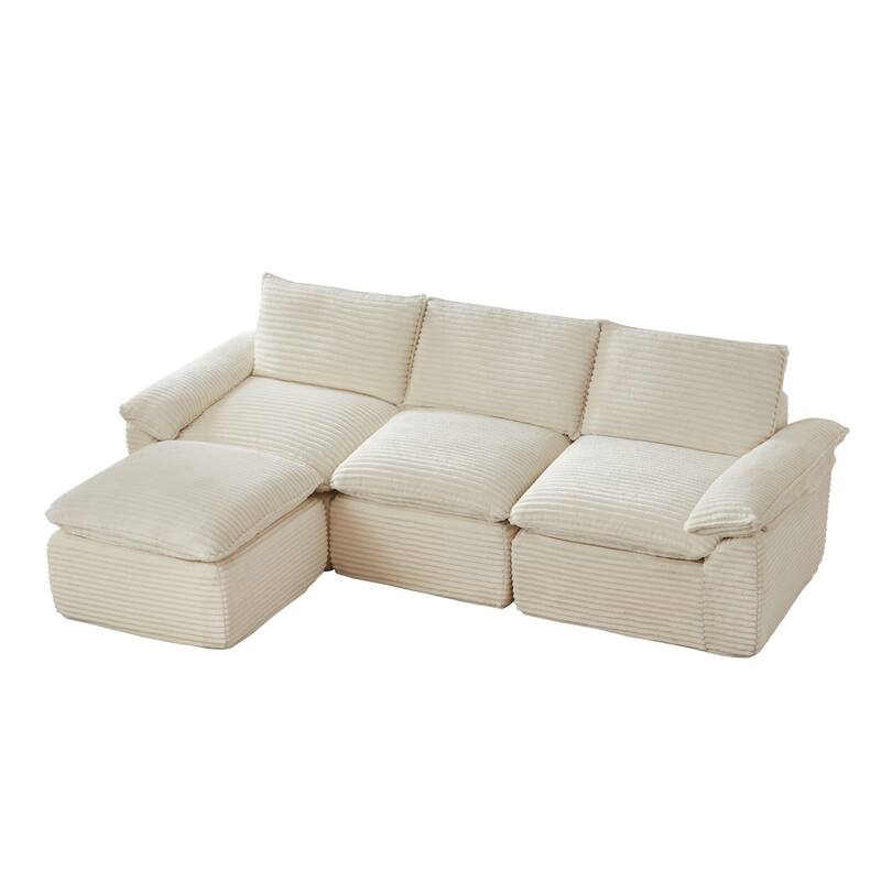 111.03" L-Shaped Modern Chenille Sectional Sofa Cloud Sofa