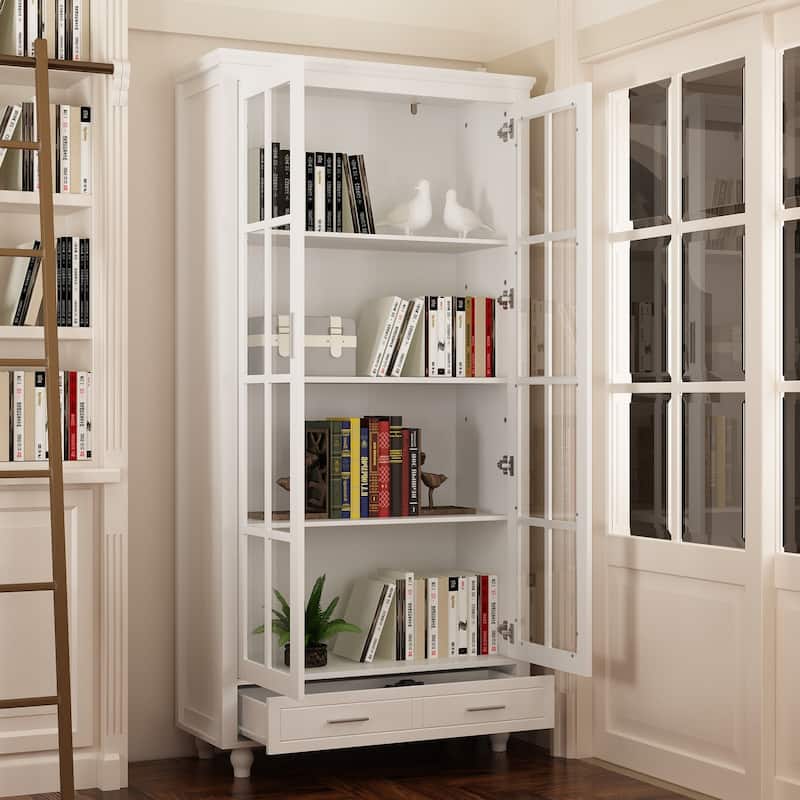 Tall Bookcase Storage Cabinet Pantry Cabinet Wooden Bookshelf Display - 36.2"X70.9"