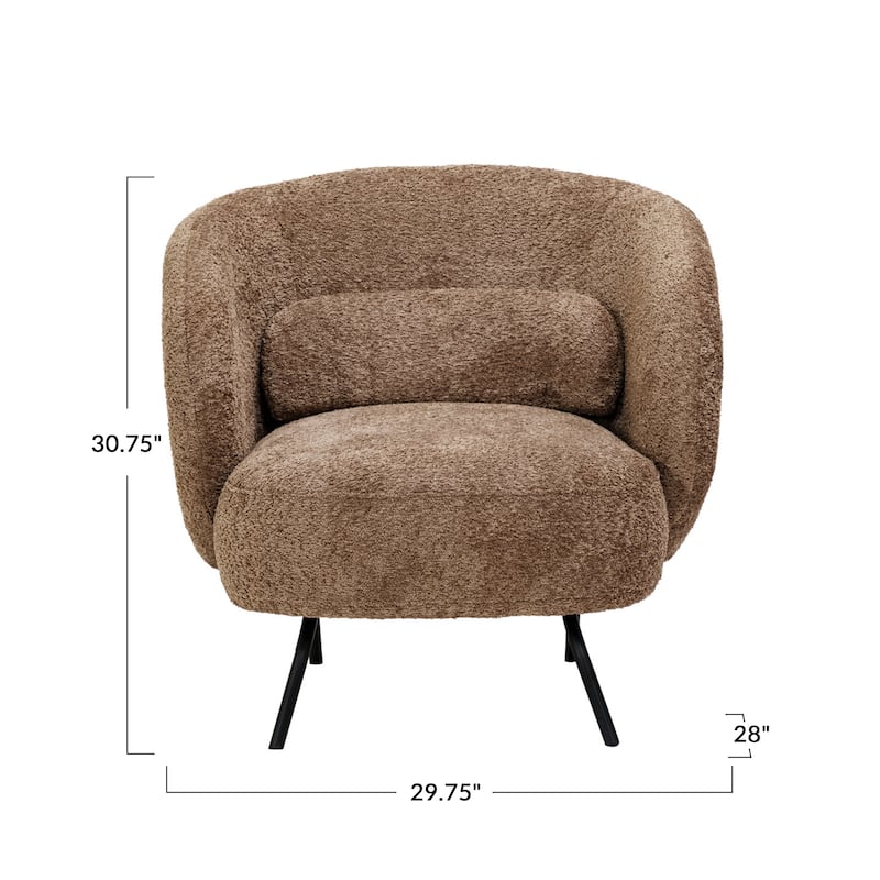 Soft Boucle Fabric Upholstered Chair with Metal Legs - 30.7"L x 29.9"W x 28.0"H