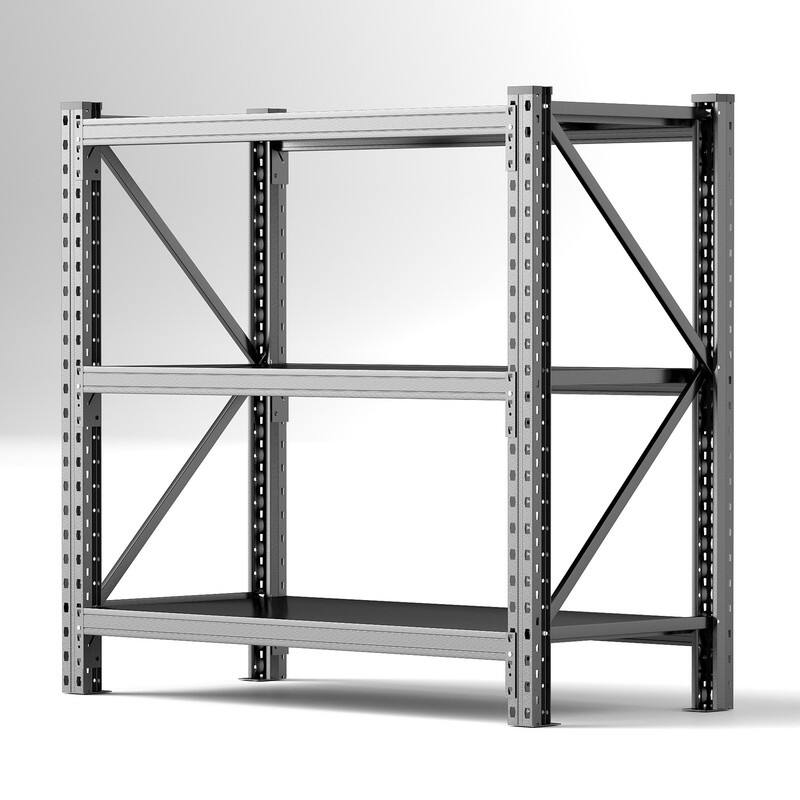 3-Tier Adjustable Metal Storage Rack, Black, 31.5/63"H