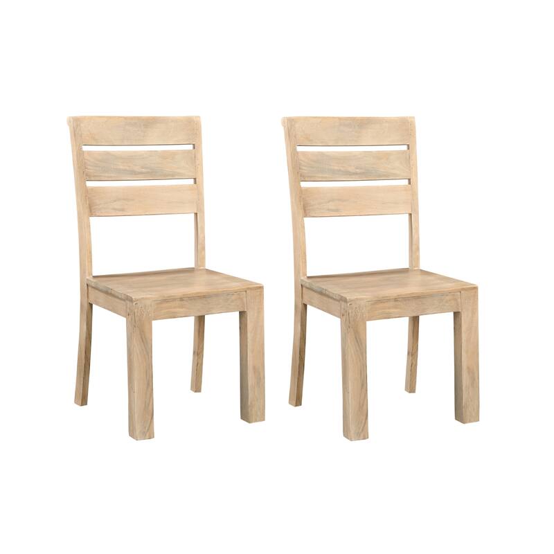 HomeRoots Set of Two Beige Solid Wood Ladder Back Dining Side Chairs - 18 in. x 39 in. x 18 in.