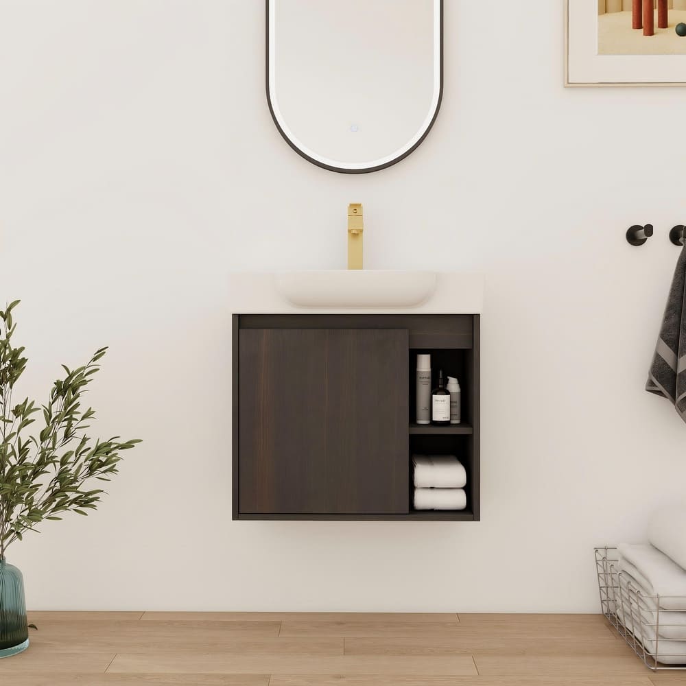 Bathroom Vanity With Sink In 24/28 Inch, Floating Bathroom Vanity With Soft Close Door