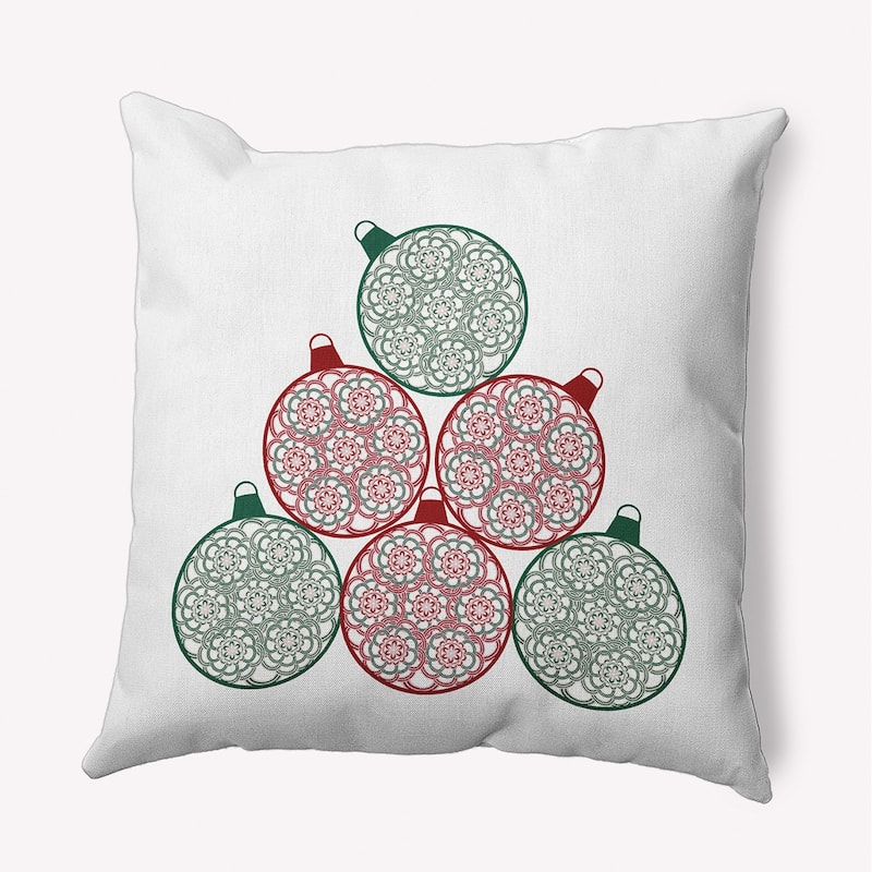 Fancy Ornament Stack Christmas Accent Pillow - 16" x 16" - Forest Green