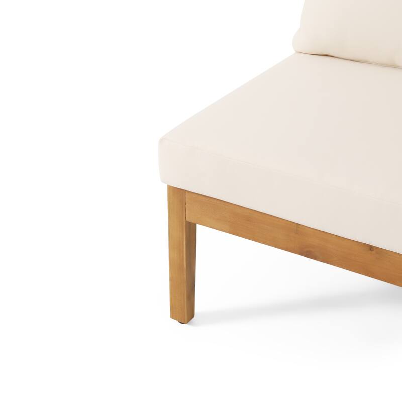 Christopher Knight Home - Montrose Patio Acacia Wood Left and Right Arm Tuxedo Sofas (Set of 2)
