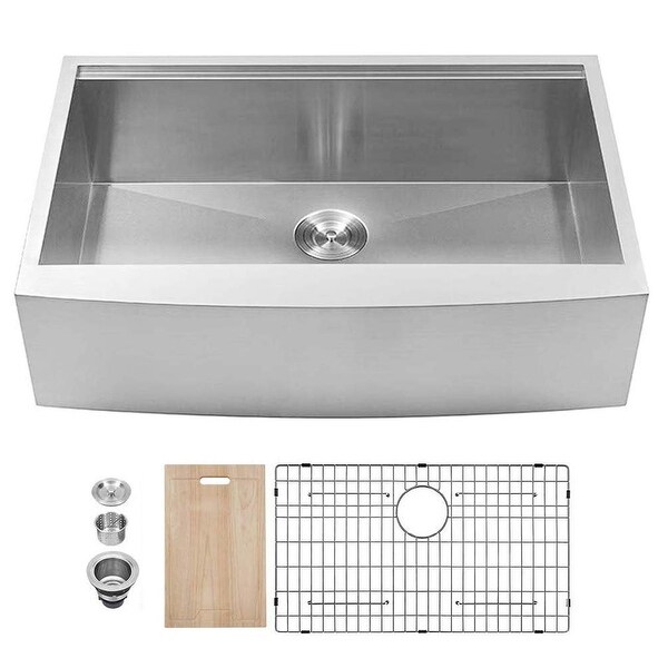 Shop 33 Inch Workstation Stainless Steel Farmhouse Single Bowl Kitchen ...