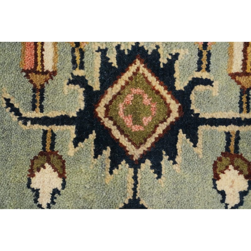 Hand Knotted Oriental 100% Wool Carpet Transitional Floral Navy Blue & Blues Oushak Area Rug - 13' 11'' X 9' 10''