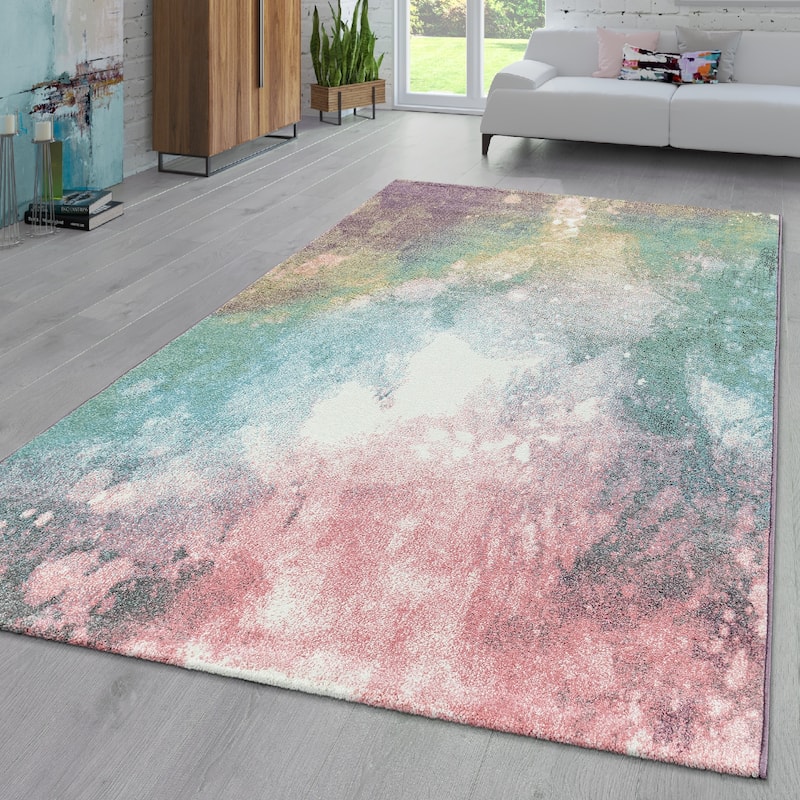 Colorful Area Rug Abstract Artful Design in Multicolor