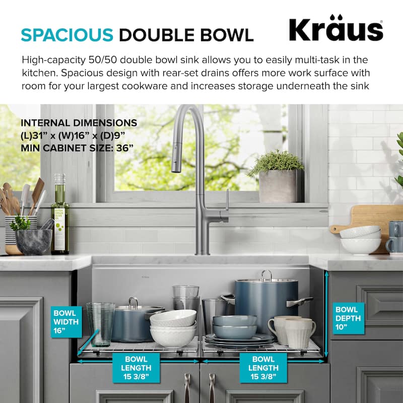 KRAUS Kore Workstation Undermount Stainless Steel Kitchen Sink