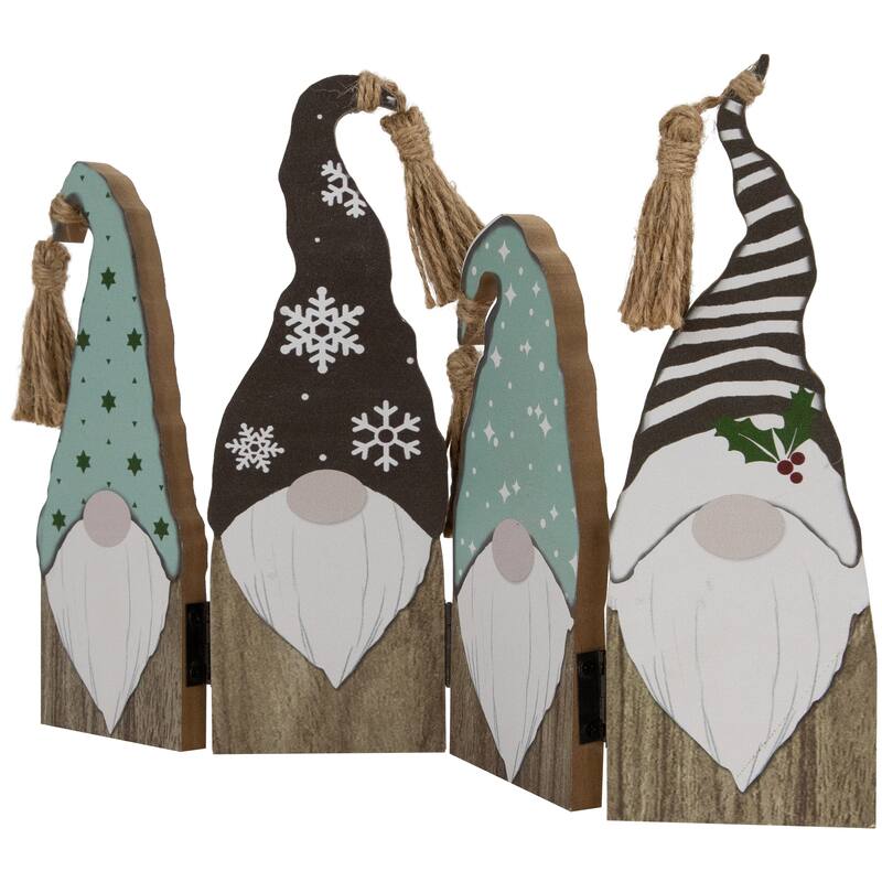 Wooden Gnomes Hinged Christmas Decoration - 10.75"