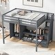 preview thumbnail 17 of 26, Full Size Wood Loft Bed with Wardrobe and Storage Staircase,