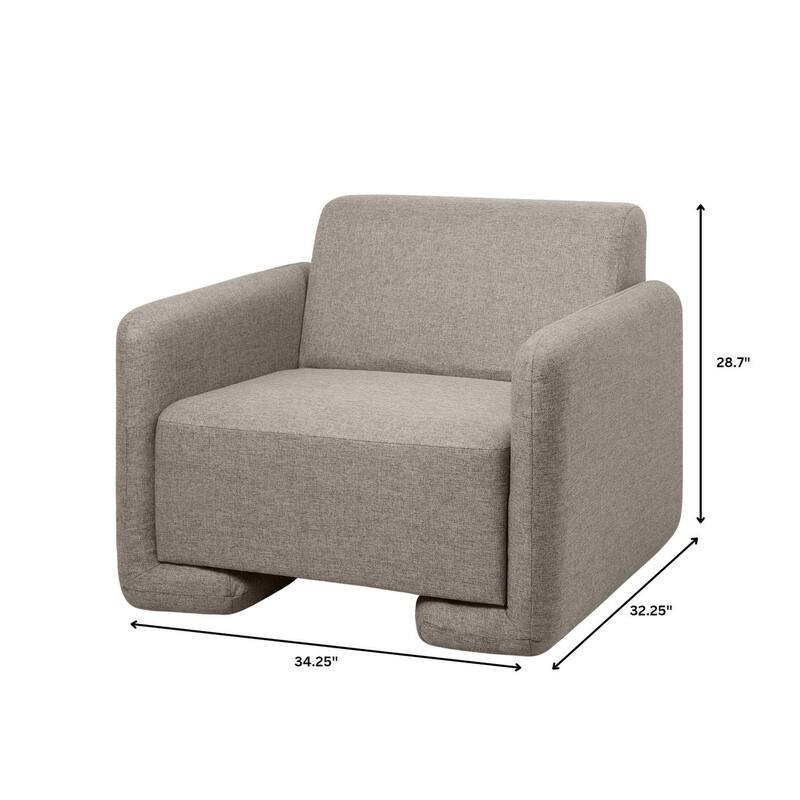 Nyta Mid-Century Accent Armchair in Deep Foam Seat, Boucle or Linen Upholstery, and Plastic Glides with Solid Wood Support