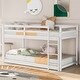 preview thumbnail 4 of 8, Twin over Twin Floor Bunk Bed with Ladder White