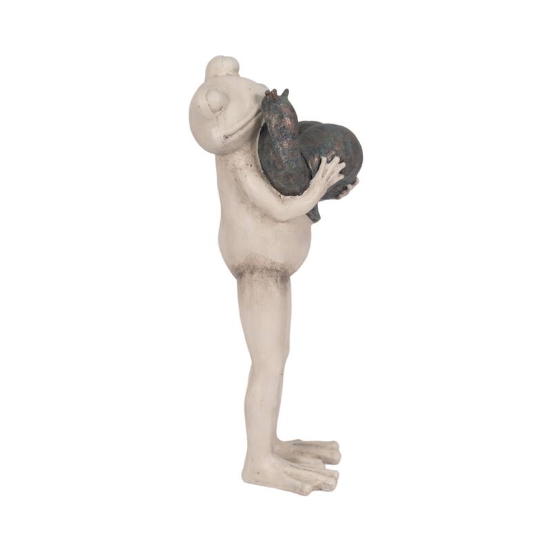 Sagebrook Home 12" Frog And Snail Hug Statue, Grey Polyresin and Metal