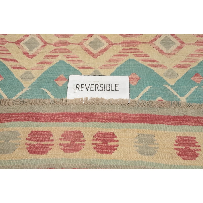 Hand Woven Oriental 100% Wool Carpet Southwestern Tribal Navy Blue & Blues Kilim Area Rug - 9' 8'' X 5' 8''