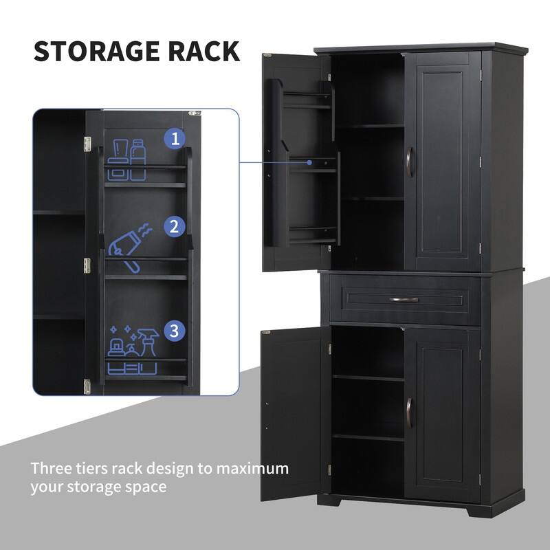 Bathroom Storage Cabinet with Doors and Drawer, Multiple Storage Space, Adjustable Shelf