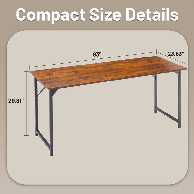 Computer Desk, 40-63 Inch Home Office Desk, Gaming Writing Work from Home Study Desk, Large Legroom, Sturdy Metal Frame