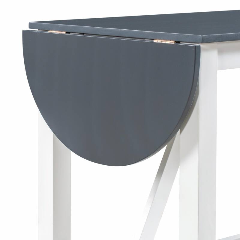 CompactWood Dining Set: Counter-Height Table with Drop Leaf & 2 Upholstered Chairs for Small Spaces