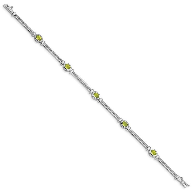 Curata 925 Sterling Silver Textured Polished Box Catch Closure Peridot Bracelet 7 Inch Box Clasp