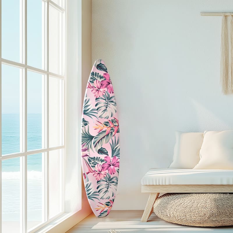 American Art Decor Surfboard Plaque Wall Sign - 60" x 15" - Exotic Wallpaper