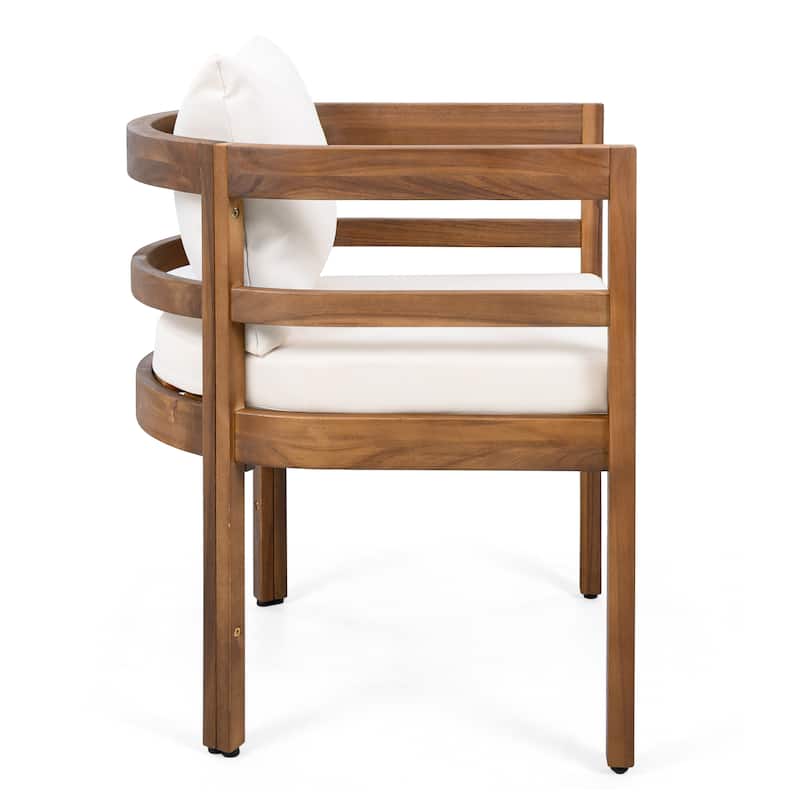 Christopher Knight Home - Harborlane Outdoor Acacia Wood 5-Piece Patio Dining Set with Cushioned Chairs