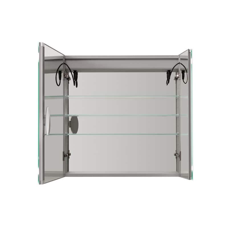 AQUADOM Royal Basic Q LED Medicine Cabinet, Defogger, 3X Vertically Adjustable Magnifying Mirror - 30"x30"x5"