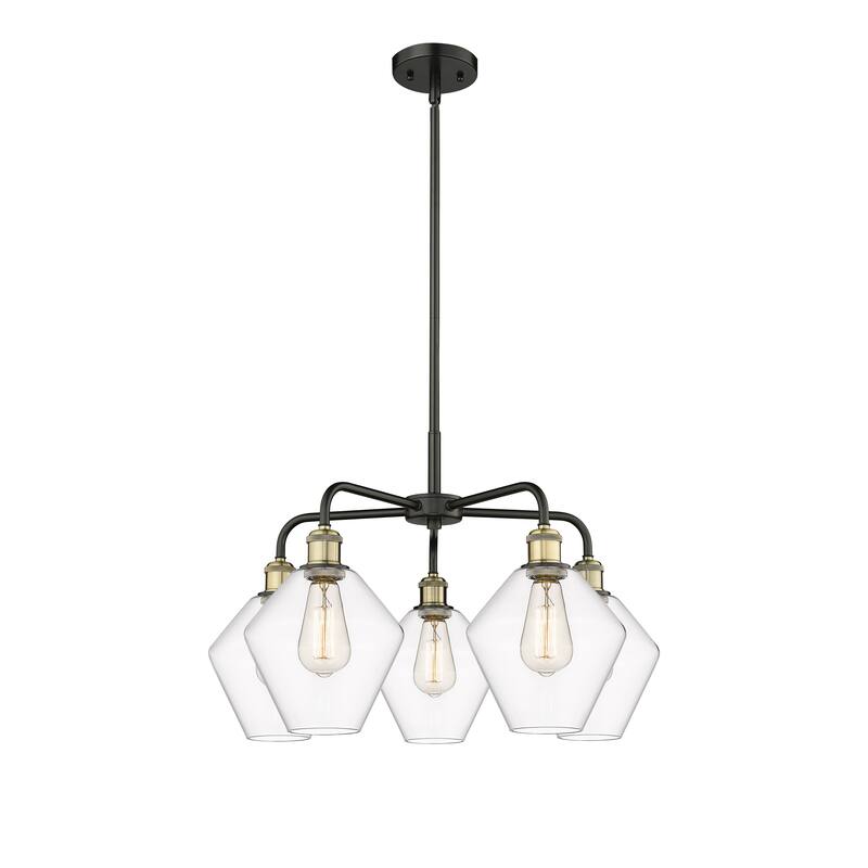 Innovations Lighting Cindyrella - 5 Light 8" Stem Hung Chandelier - Clear/Black Antique Brass