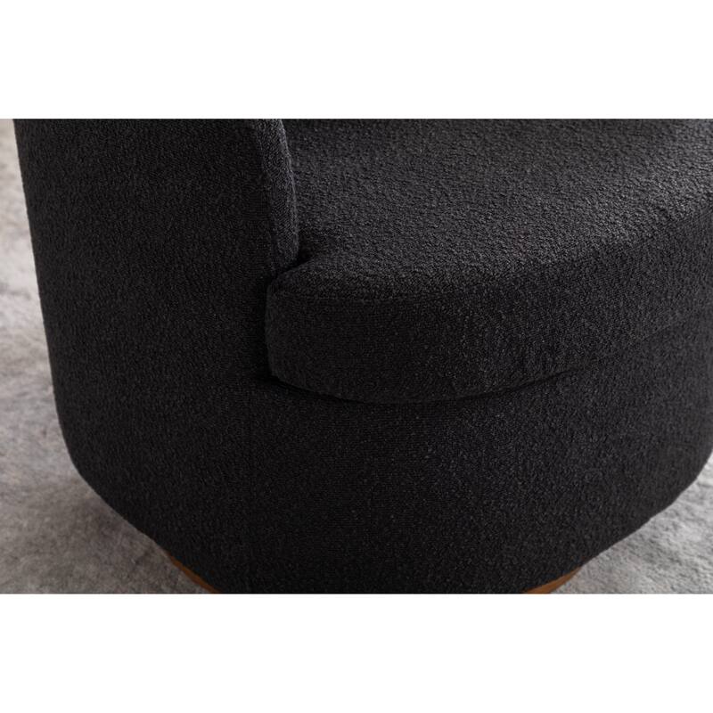 Black 30.3" Swivel Accent Chair with Wood Base