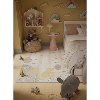 Ginza Six Washable Woodland Court Golden Earth Kids Rug