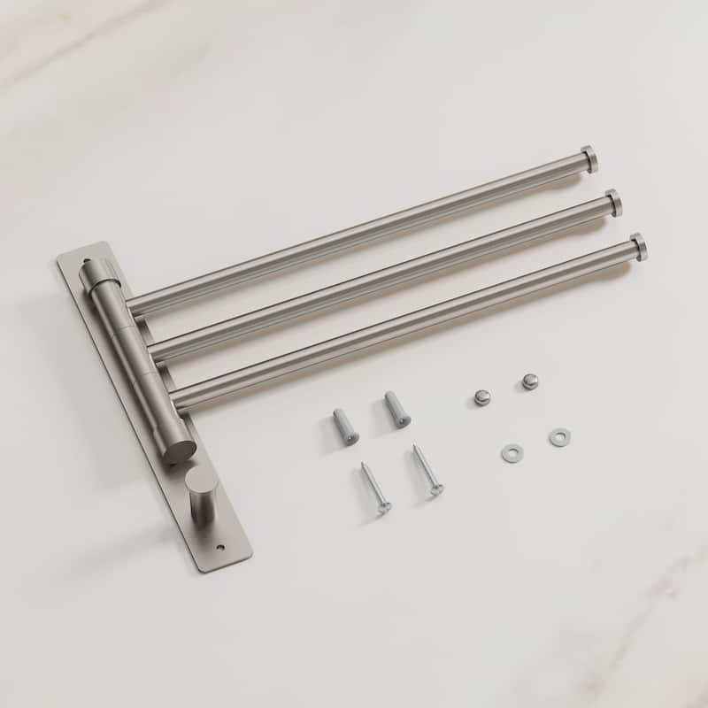 4-Arm Rust-Proof Swivel Towel Rack, 304 Stainless Steel with Hooks