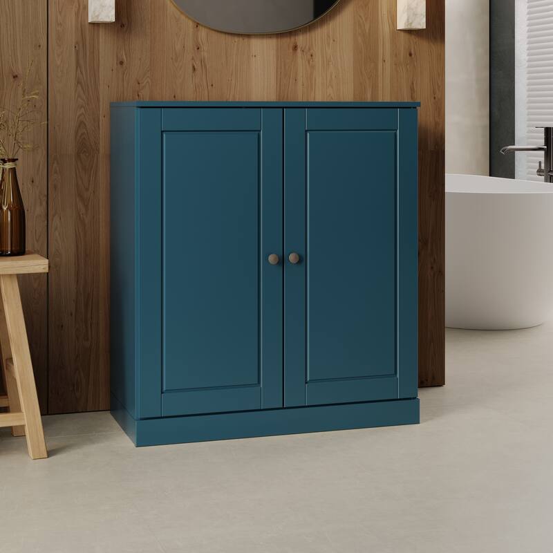 Palace Imports 100% Solid Wood 32" Bathroom Cabinet with Solid Doors and Adjustable Shelves - Teal Blue