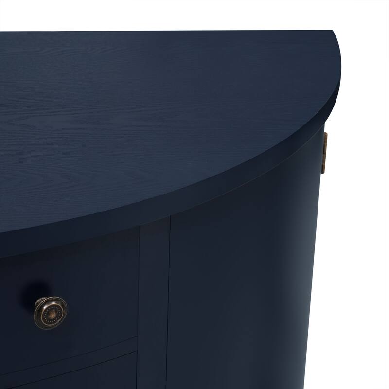 Curved Design Storage Cabinet with Adjustable Shelves and Drawer