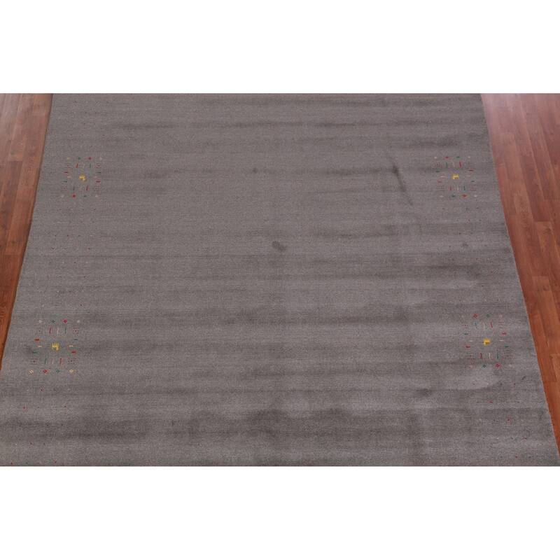 Hand Knotted Oriental 100% Wool Carpet Tribal Tribal Greys & Charcoal Gabbeh Area Rug - 10' 2'' X 8' 4''