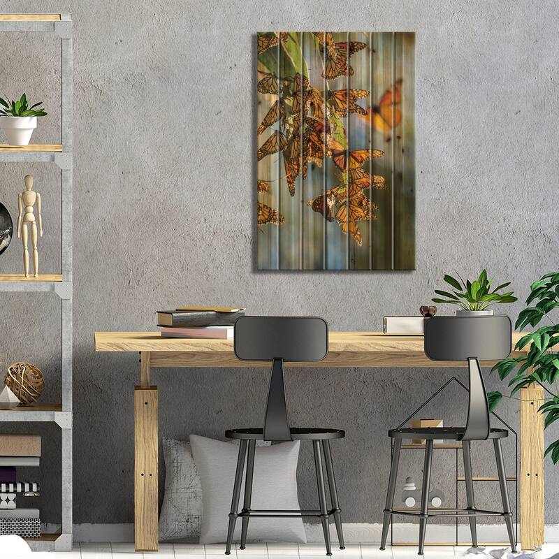 Usa, California, San Luis Obispo County. Clustering Monarch Butterflies On Branches. Print On Wood by Jaynes Gallery