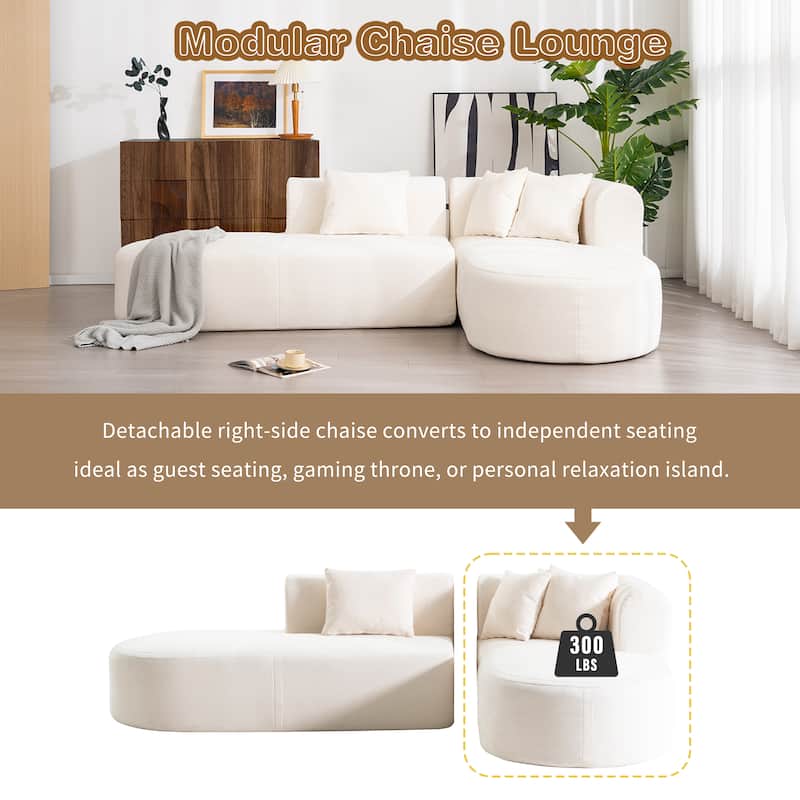 Corner Sofa for Living Room, Modern L Upholstered Couches with 4 Pillows, 3 Seater Curved Sofa Couch for Lounge Area