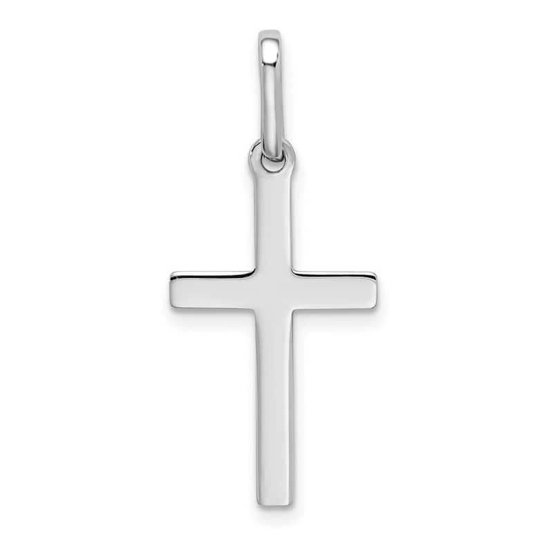 Curata 14k White Gold 18" Polished Flat Small Cross Necklace - 19x13mm