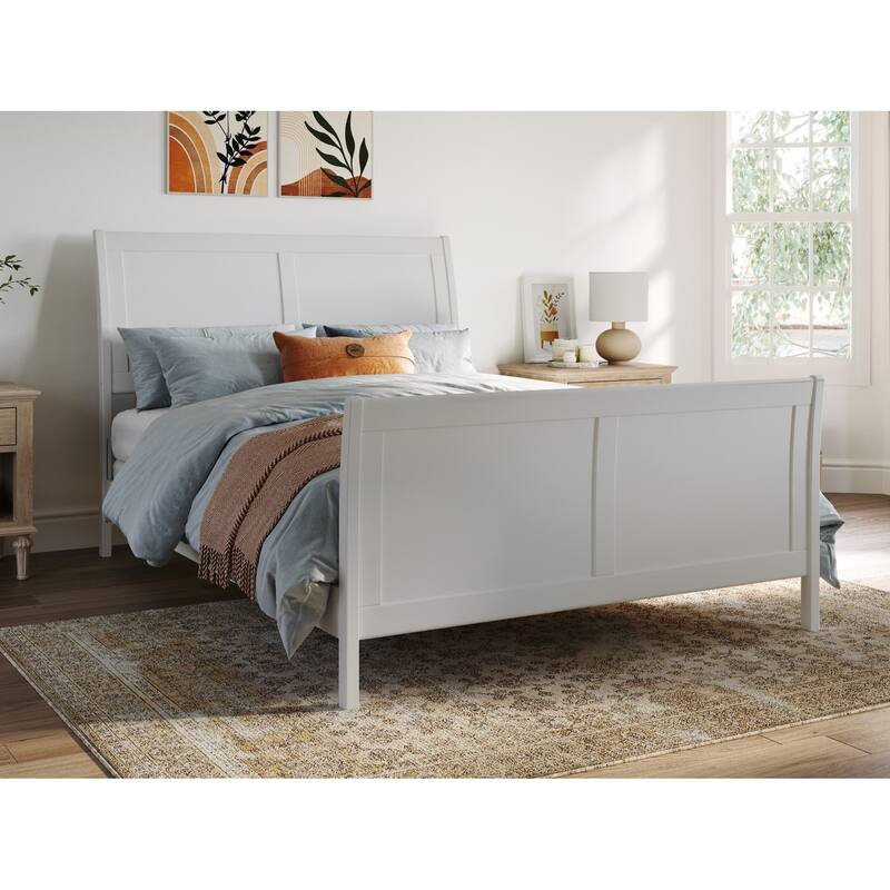 Traditional Sleigh Bed with Turbo Charger - King Size Grey Finish - Curved Headboard Design