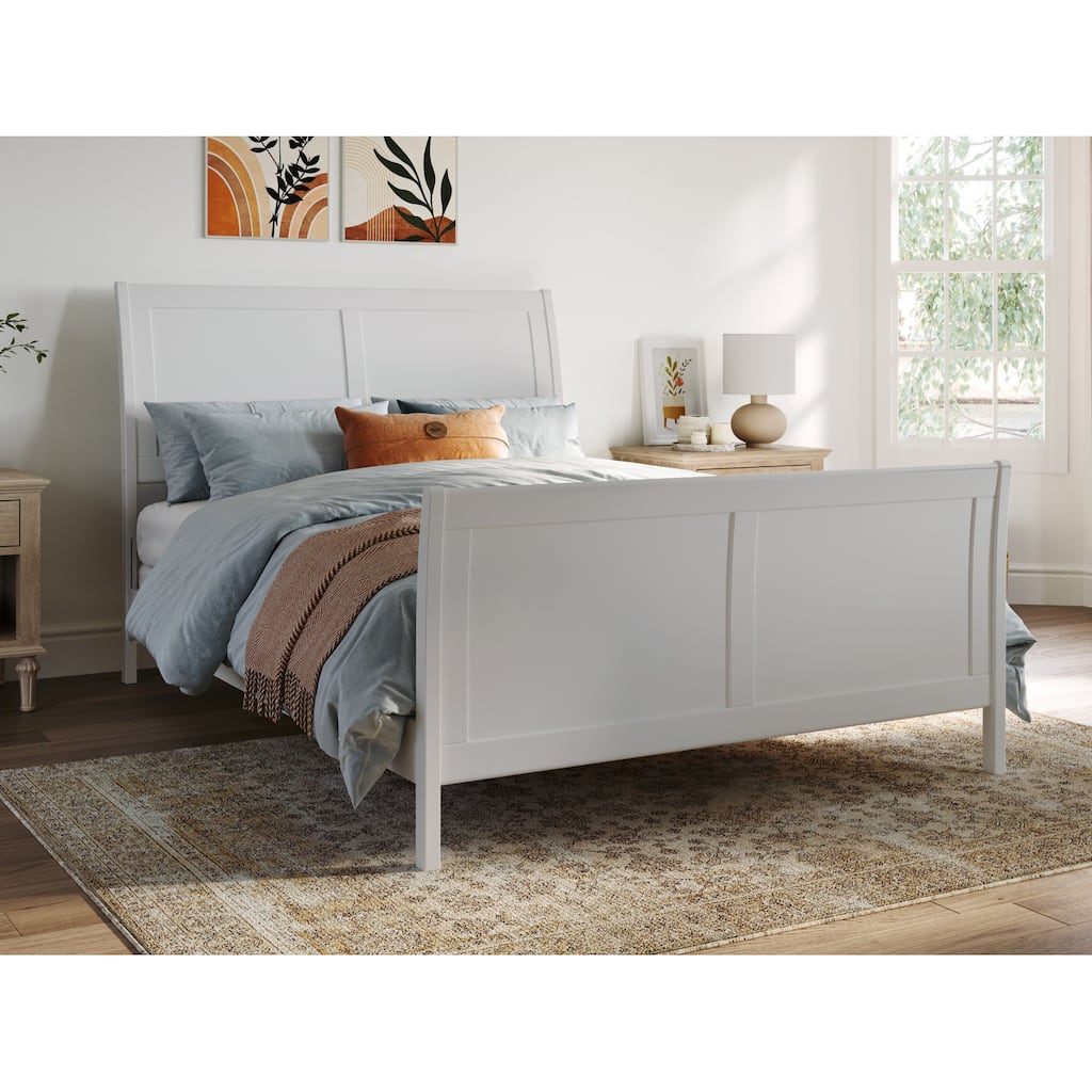 Traditional Sleigh Bed with Turbo Charger - King Size Grey Finish - Curved Headboard Design