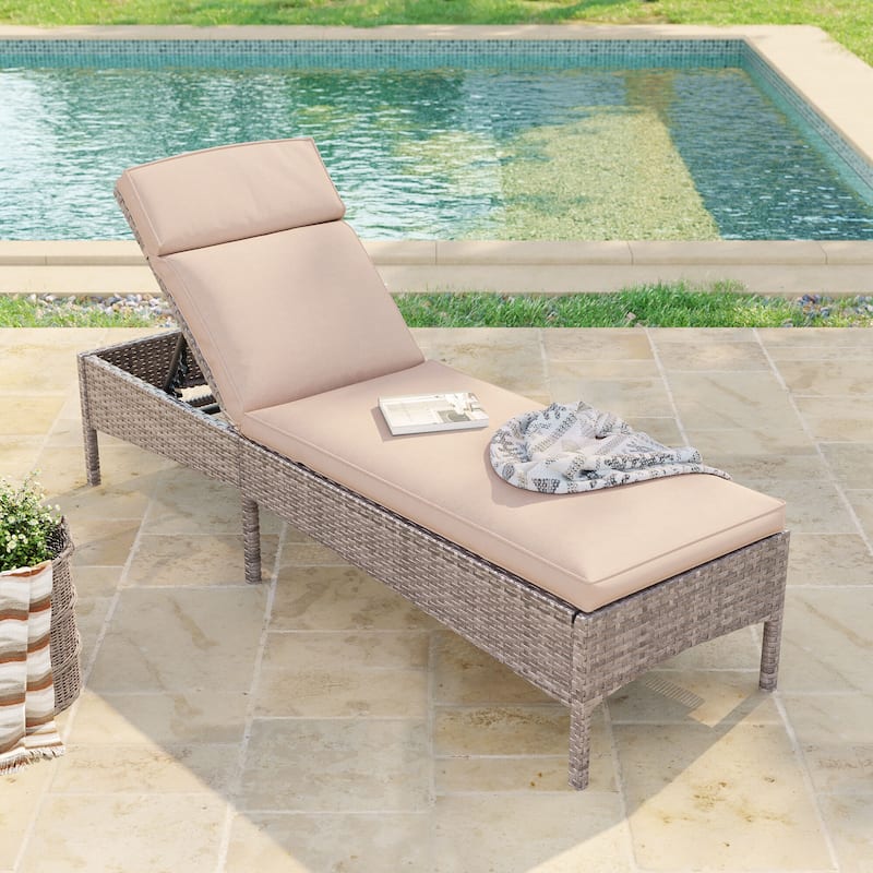 BONOSUKI Lounge Chaise Patio Rattan Chair Adjustable Inclination Angle