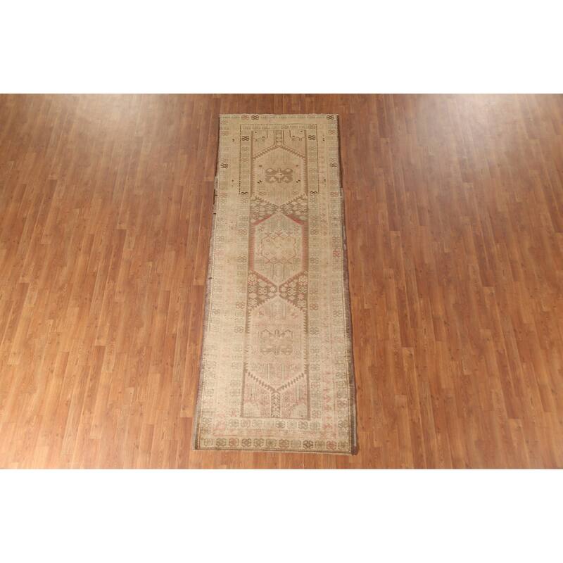 Ardebil Persian Antique Runner Rug Hand-Knotted Wool Carpet - 3'6" x 9'11"