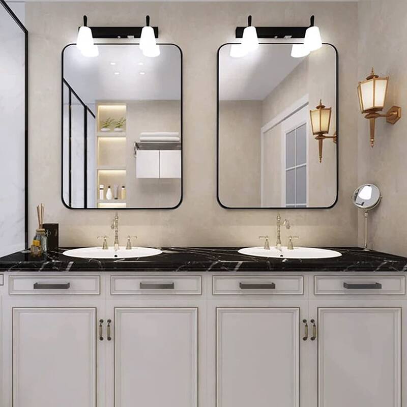 TOOLKISS Aluminum Alloy Round & Right Angle Frame Vanity Mirror