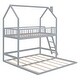 preview thumbnail 7 of 7, Gray Twin Over Twin-Twin House Bunk Bed with Guardrail, Ladder